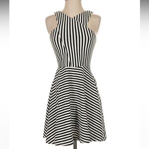 Flattering Striped Black and White Sleeveless Dress